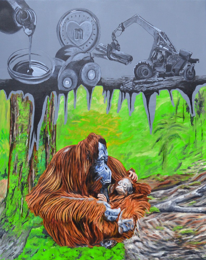 Orangutan against deforestation