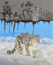 Snow leopard fight against hunters